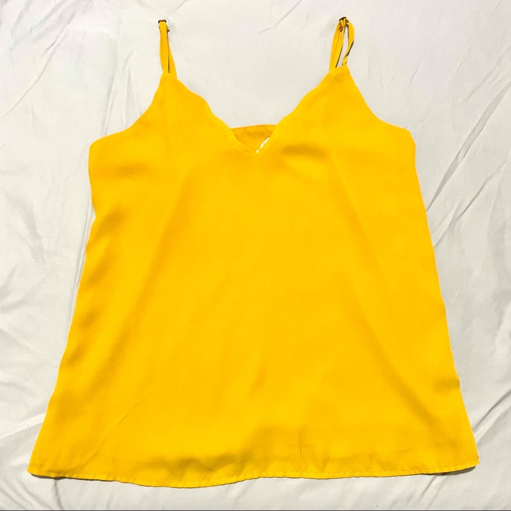 Socialite scalloped sunny yellow blouse